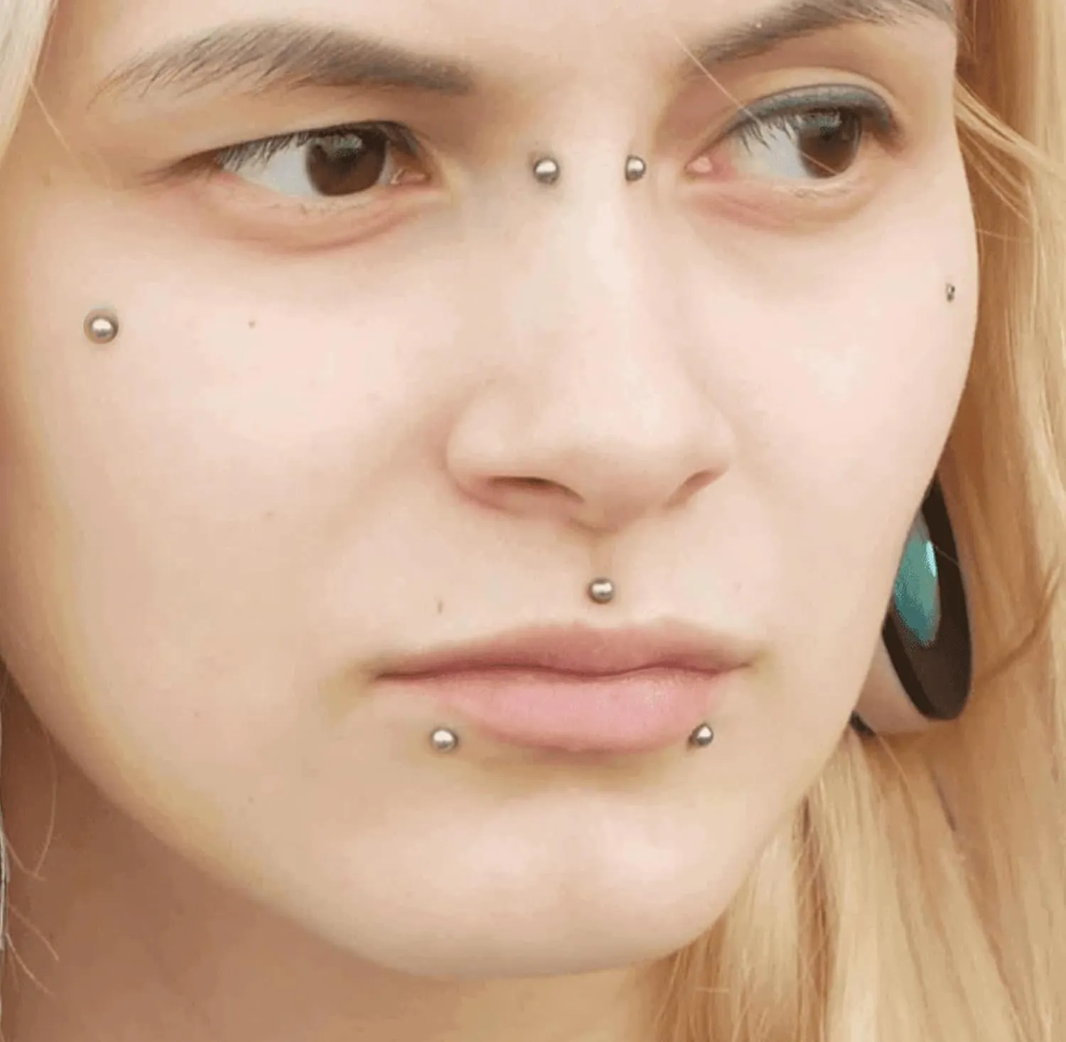 MODRSA Fake Piercings - Face, Nose, Lip, Eyebrow & Septum Rings & Studs - Stick On Face Gems & Hair Jewels