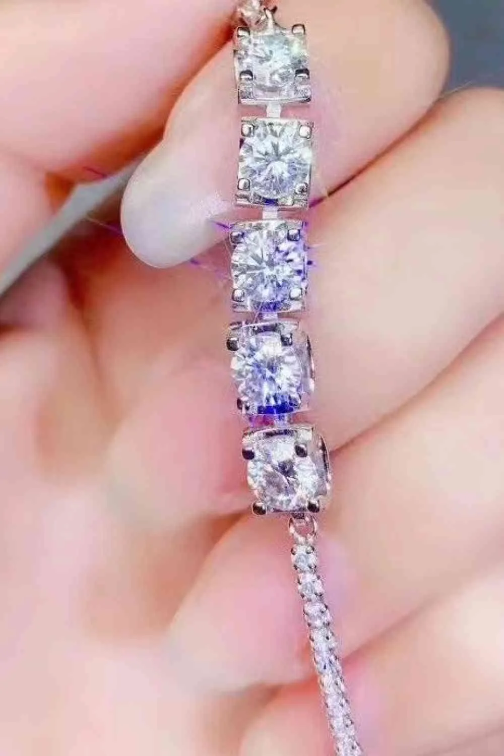 Moissanite 5 Carat  Lobster Clasp Bracelet