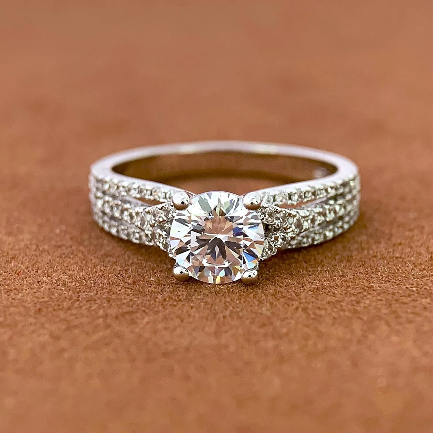 Moissanite Engagement Rings, 1 Carat Round Cut Moissanite Rings, Women's Engagement Rings