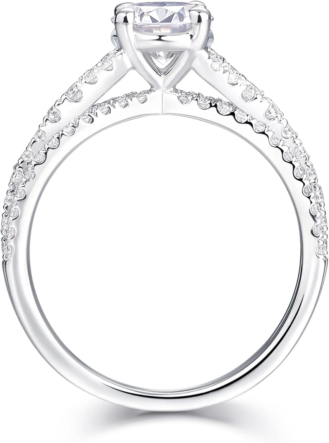 Moissanite Engagement Rings, 1 Carat Round Cut Moissanite Rings, Women's Engagement Rings