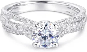 Moissanite Engagement Rings, 1 Carat Round Cut Moissanite Rings, Women's Engagement Rings