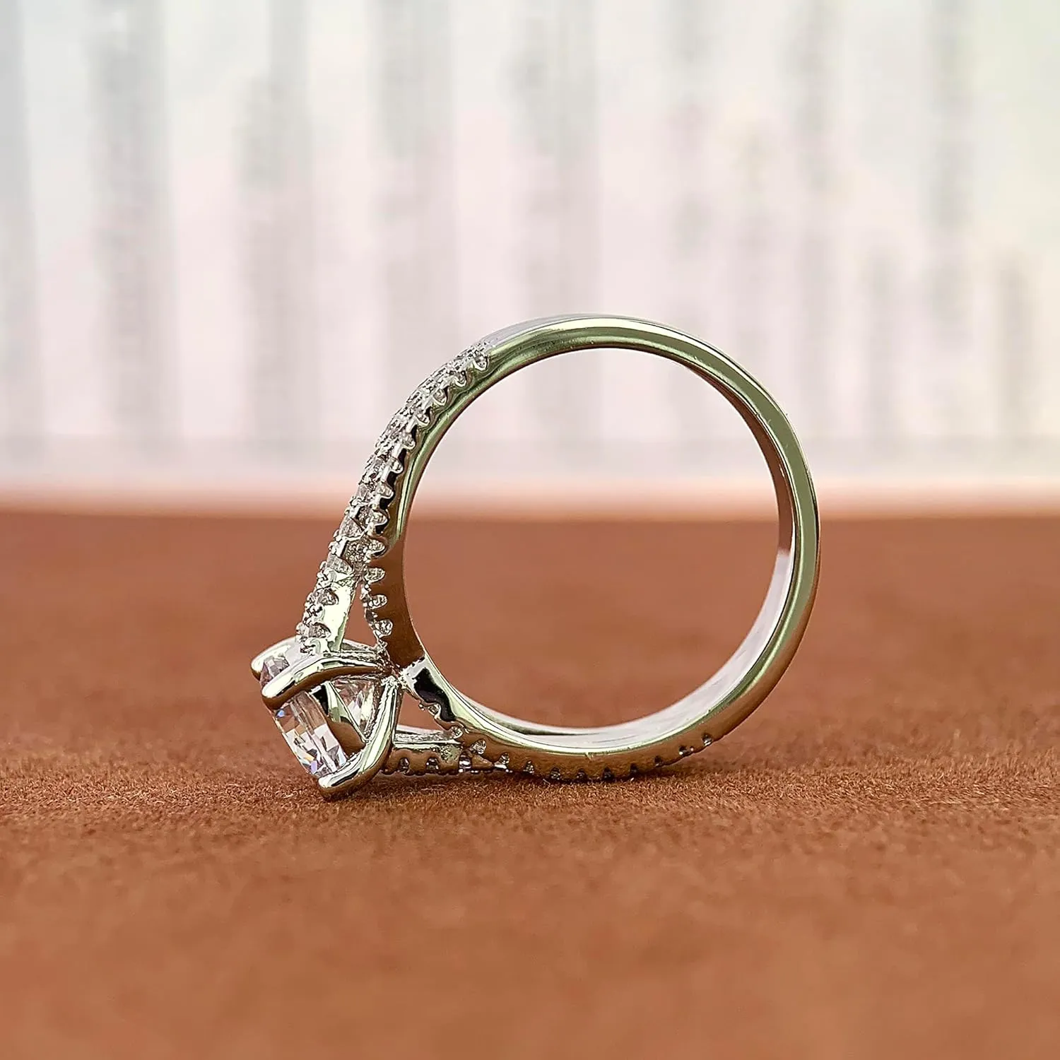 Moissanite Engagement Rings, 1 Carat Round Cut Moissanite Rings, Women's Engagement Rings
