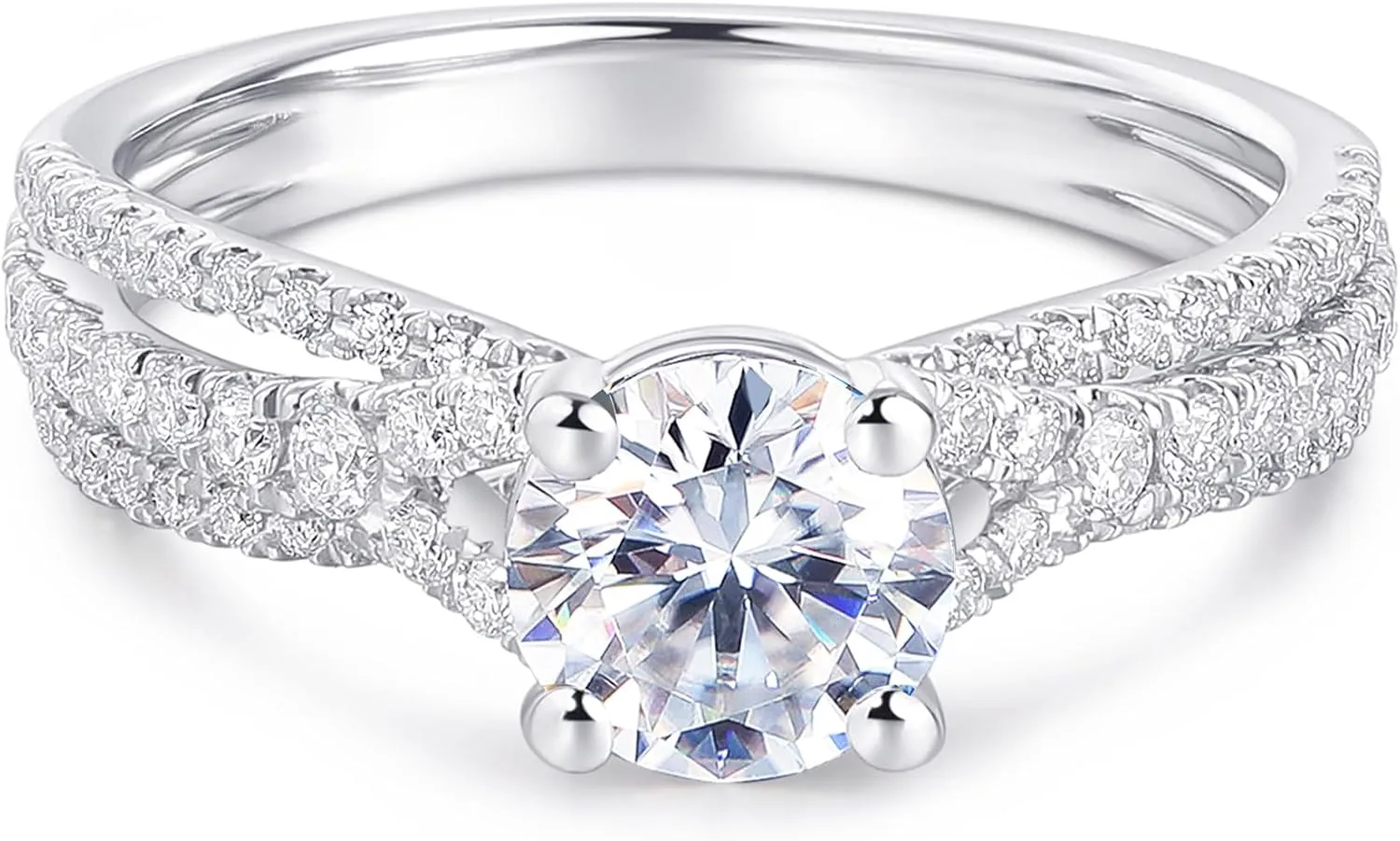 Moissanite Engagement Rings, 1 Carat Round Cut Moissanite Rings, Women's Engagement Rings