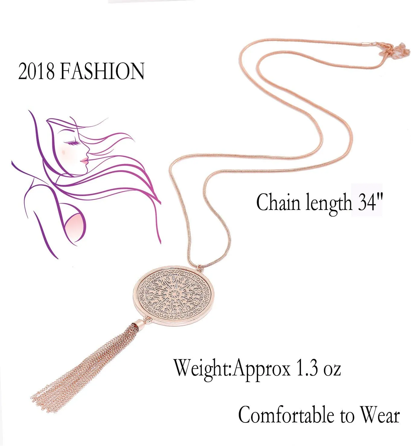 MOLOCH Long Necklaces For Woman Disk Circle Pendant Necklaces Tassel Fringe Necklace Set Statement Pendant