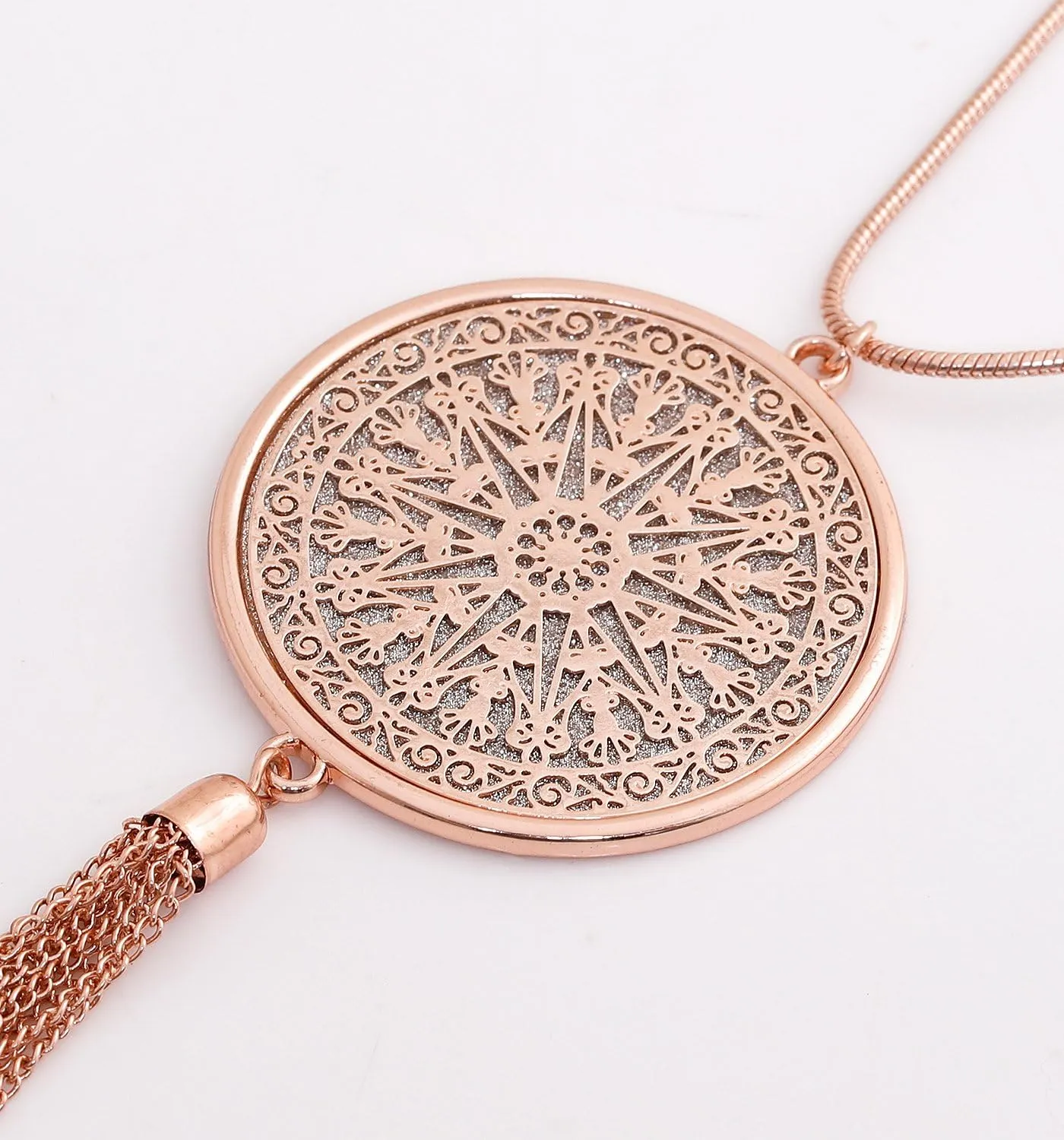 MOLOCH Long Necklaces For Woman Disk Circle Pendant Necklaces Tassel Fringe Necklace Set Statement Pendant