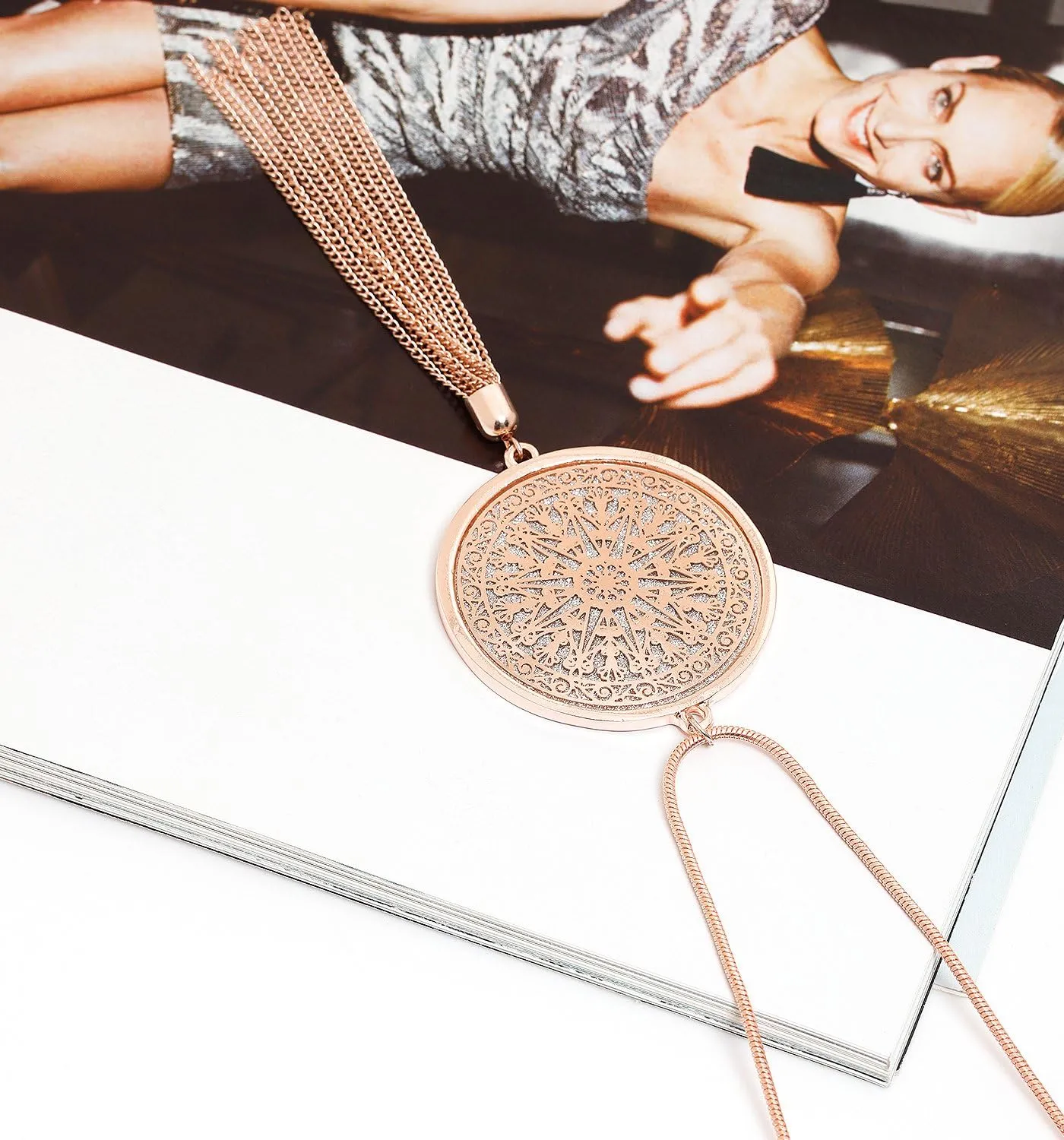 MOLOCH Long Necklaces For Woman Disk Circle Pendant Necklaces Tassel Fringe Necklace Set Statement Pendant