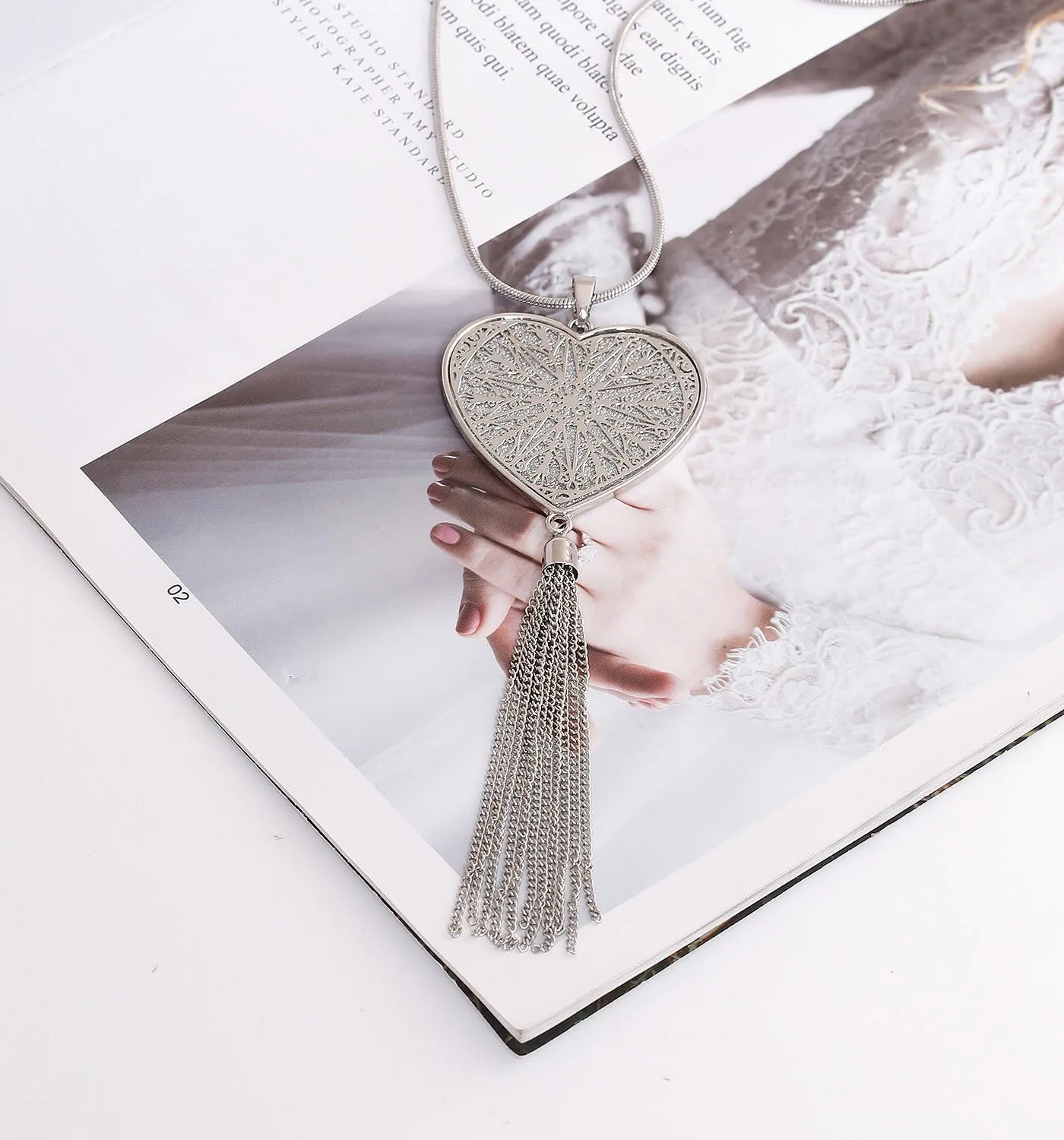 MOLOCH Long Necklaces For Woman Disk Circle Pendant Necklaces Tassel Fringe Necklace Set Statement Pendant