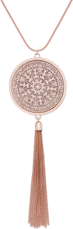 MOLOCH Long Necklaces For Woman Disk Circle Pendant Necklaces Tassel Fringe Necklace Set Statement Pendant