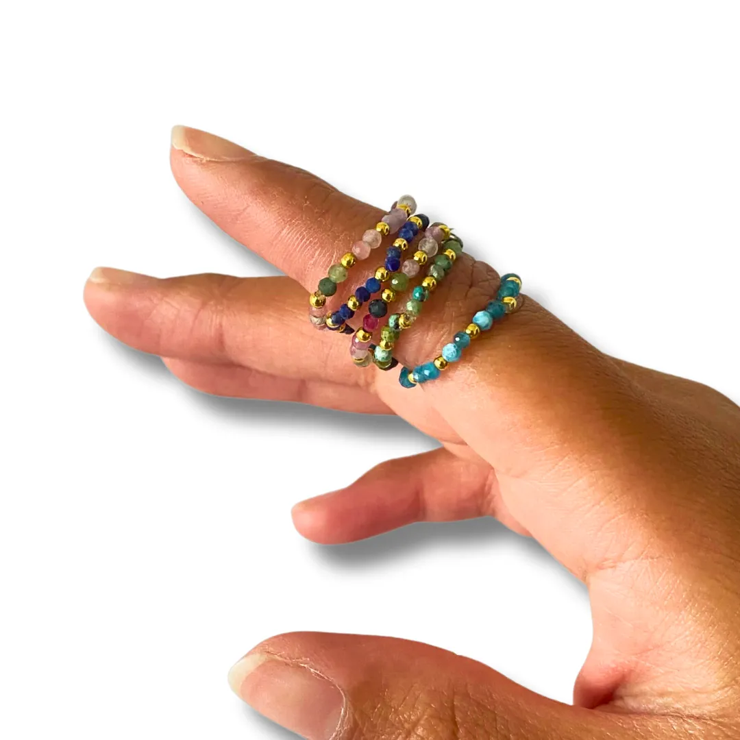 Multi-Stone Gemstone Bead Elastic Ring - Thailand