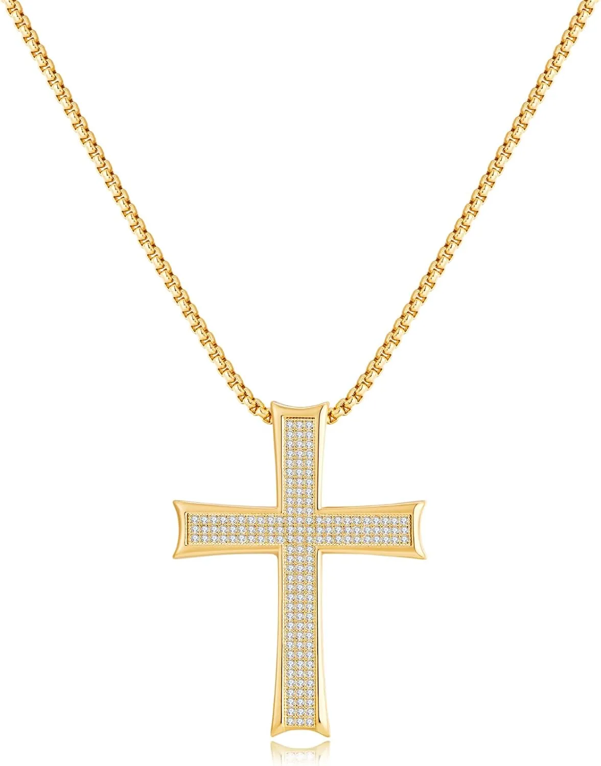 MUYAN Trendy Vintage Cross Pendant Necklace for Men Women Cross Necklace Mens Jewelry