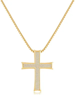 MUYAN Trendy Vintage Cross Pendant Necklace for Men Women Cross Necklace Mens Jewelry
