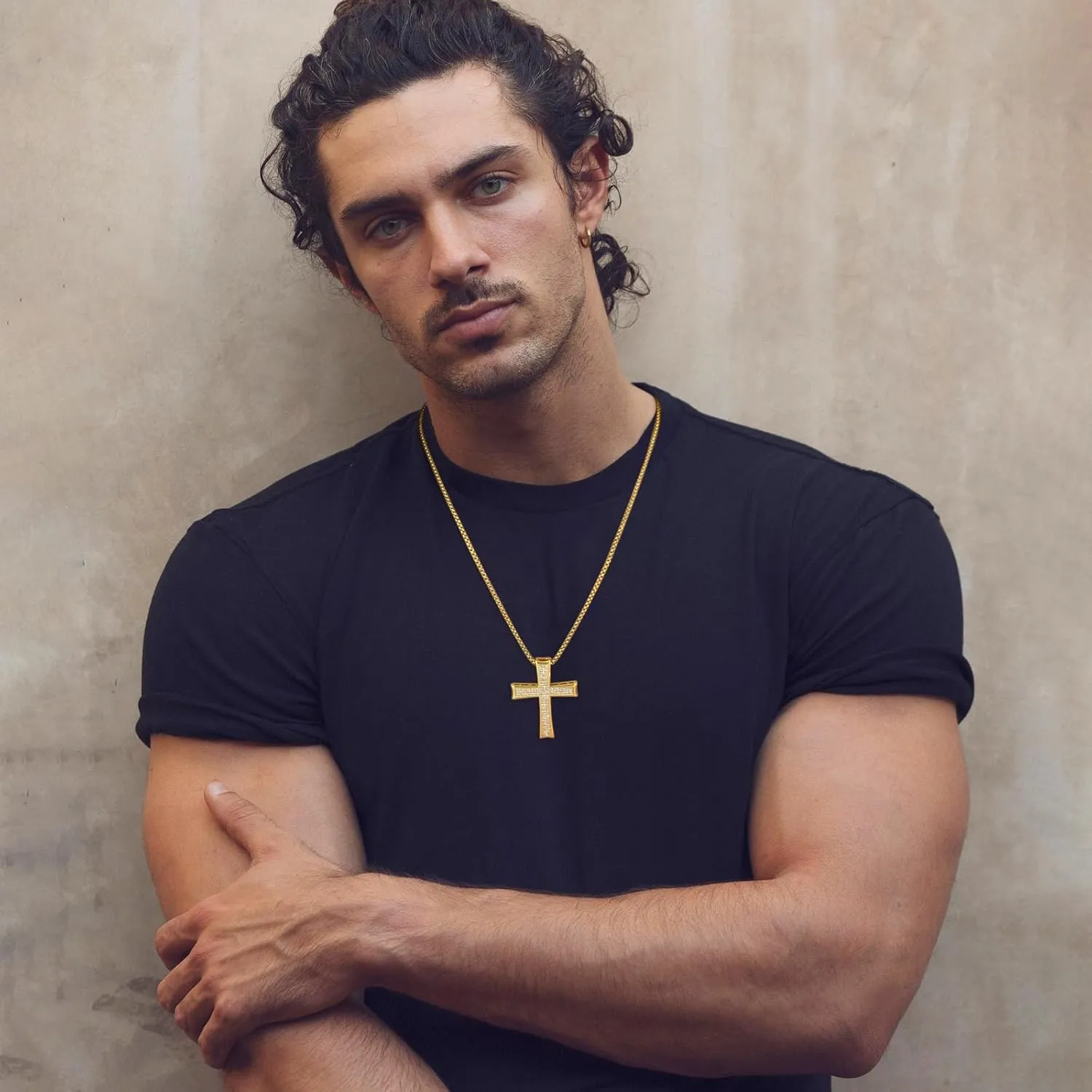 MUYAN Trendy Vintage Cross Pendant Necklace for Men Women Cross Necklace Mens Jewelry
