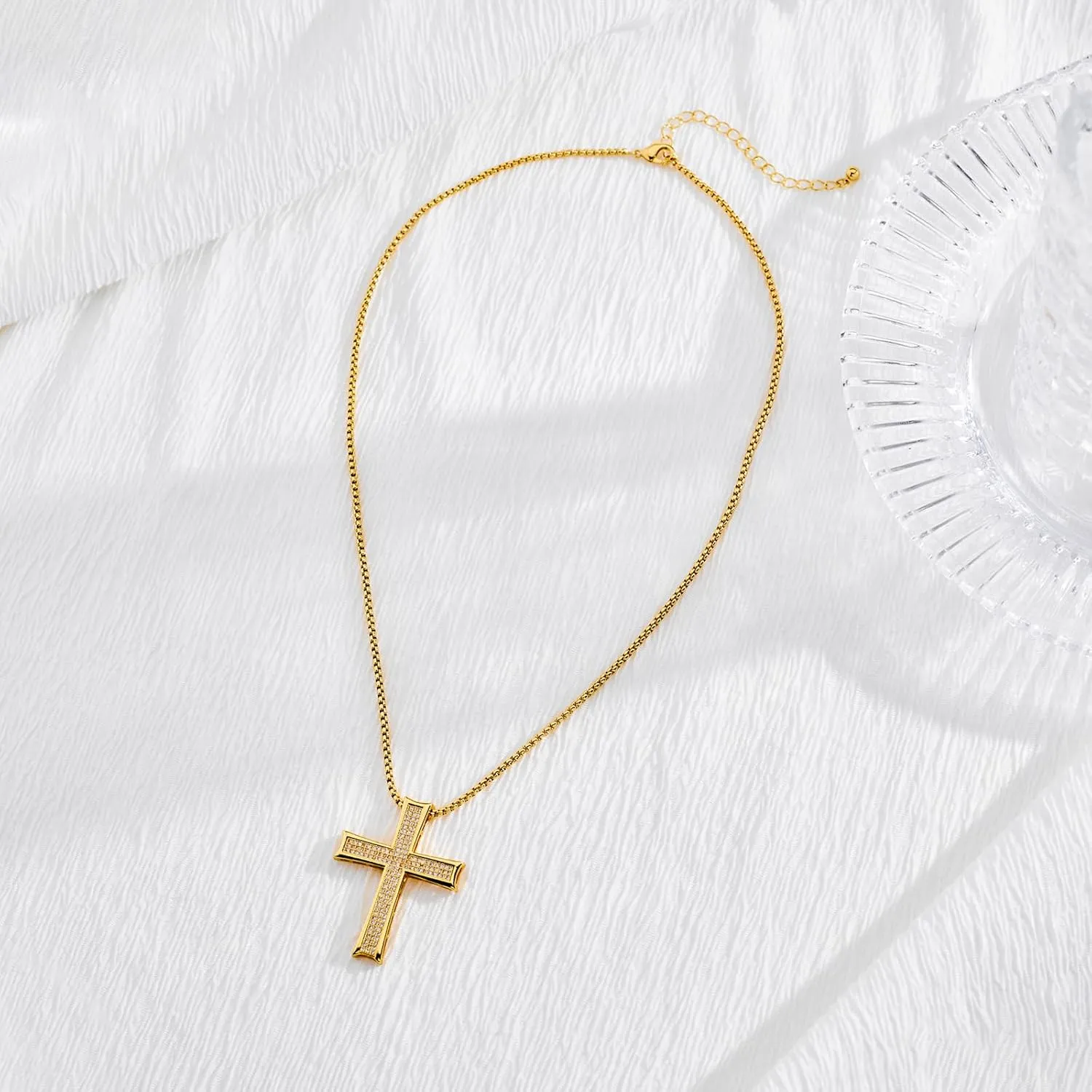 MUYAN Trendy Vintage Cross Pendant Necklace for Men Women Cross Necklace Mens Jewelry