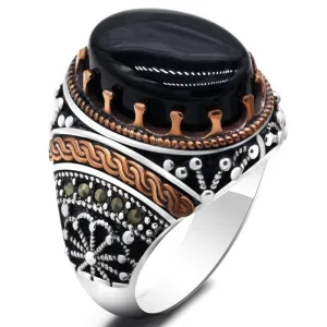 Natural Agate SIlver Vintage Classic Aqeeq Ring