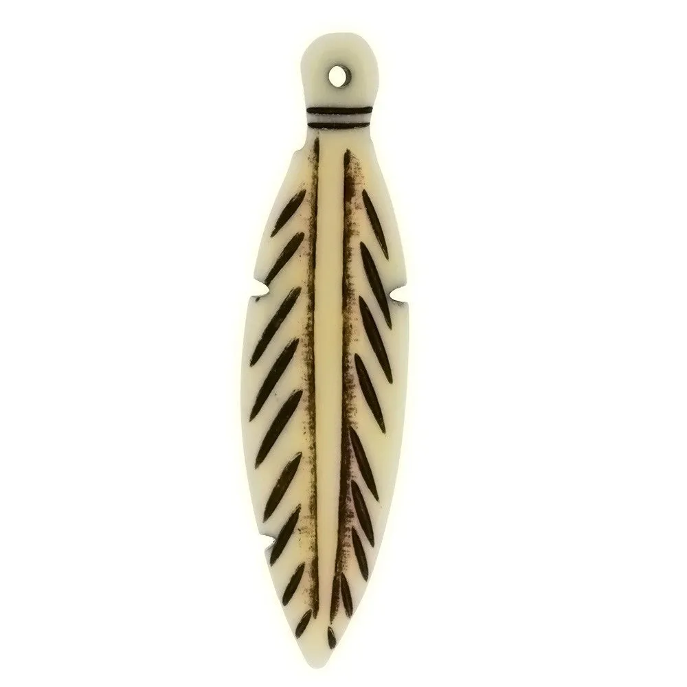 NATURAL BONE FEATHER 16 X 52 MM PENDANT