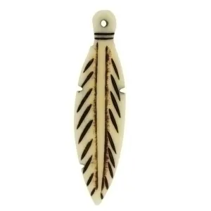 NATURAL BONE FEATHER 16 X 52 MM PENDANT
