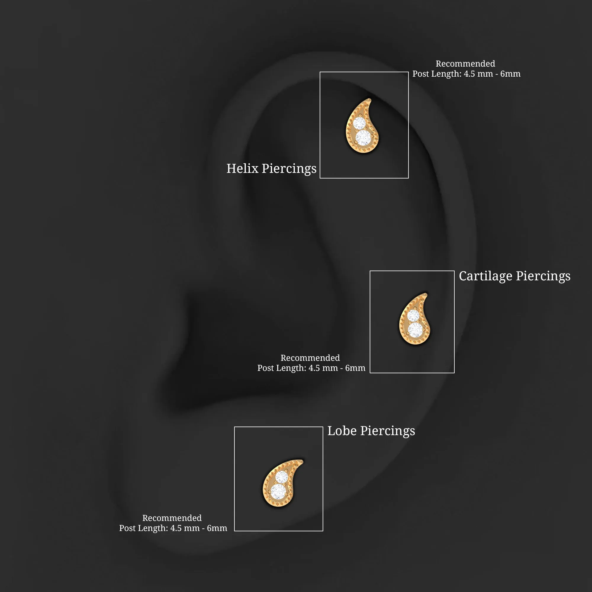 Natural Diamond Gold Petal Cartilage Earring