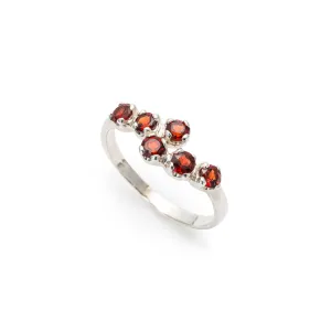 Natural Garnet Ring - Red Bypass Ring - January Birthstone Ring