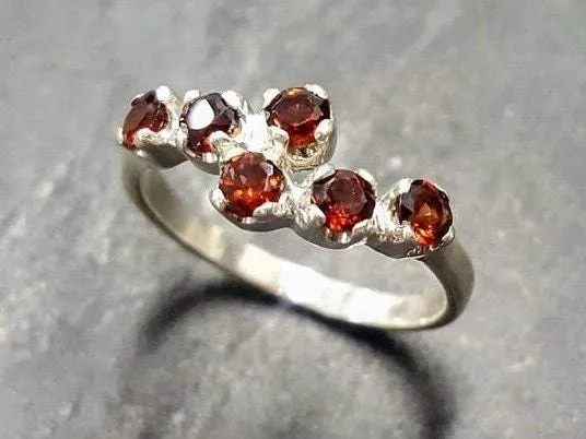 Natural Garnet Ring - Red Bypass Ring - January Birthstone Ring