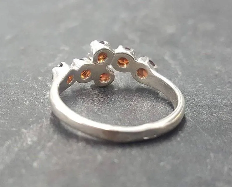 Natural Garnet Ring - Red Bypass Ring - January Birthstone Ring