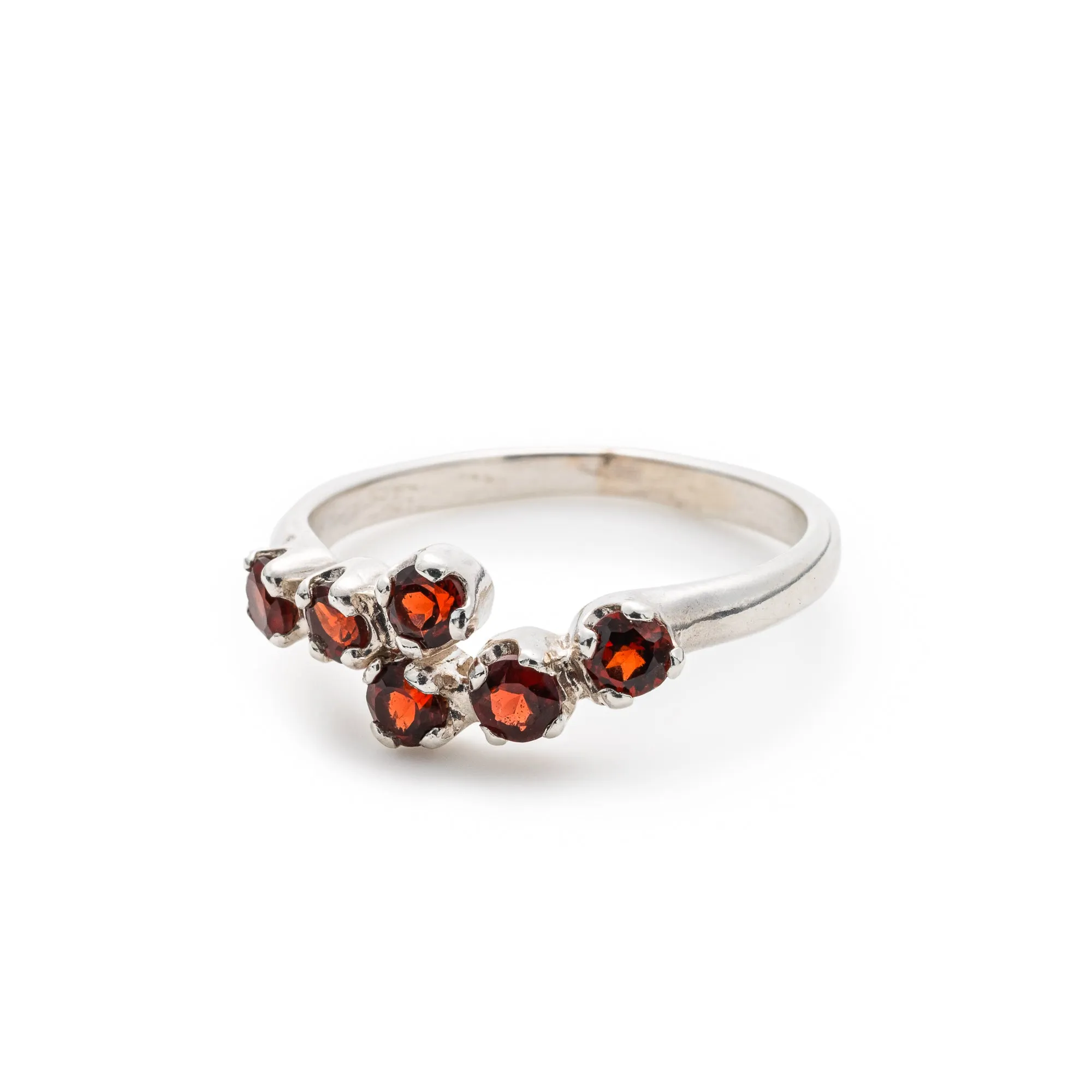 Natural Garnet Ring - Red Bypass Ring - January Birthstone Ring