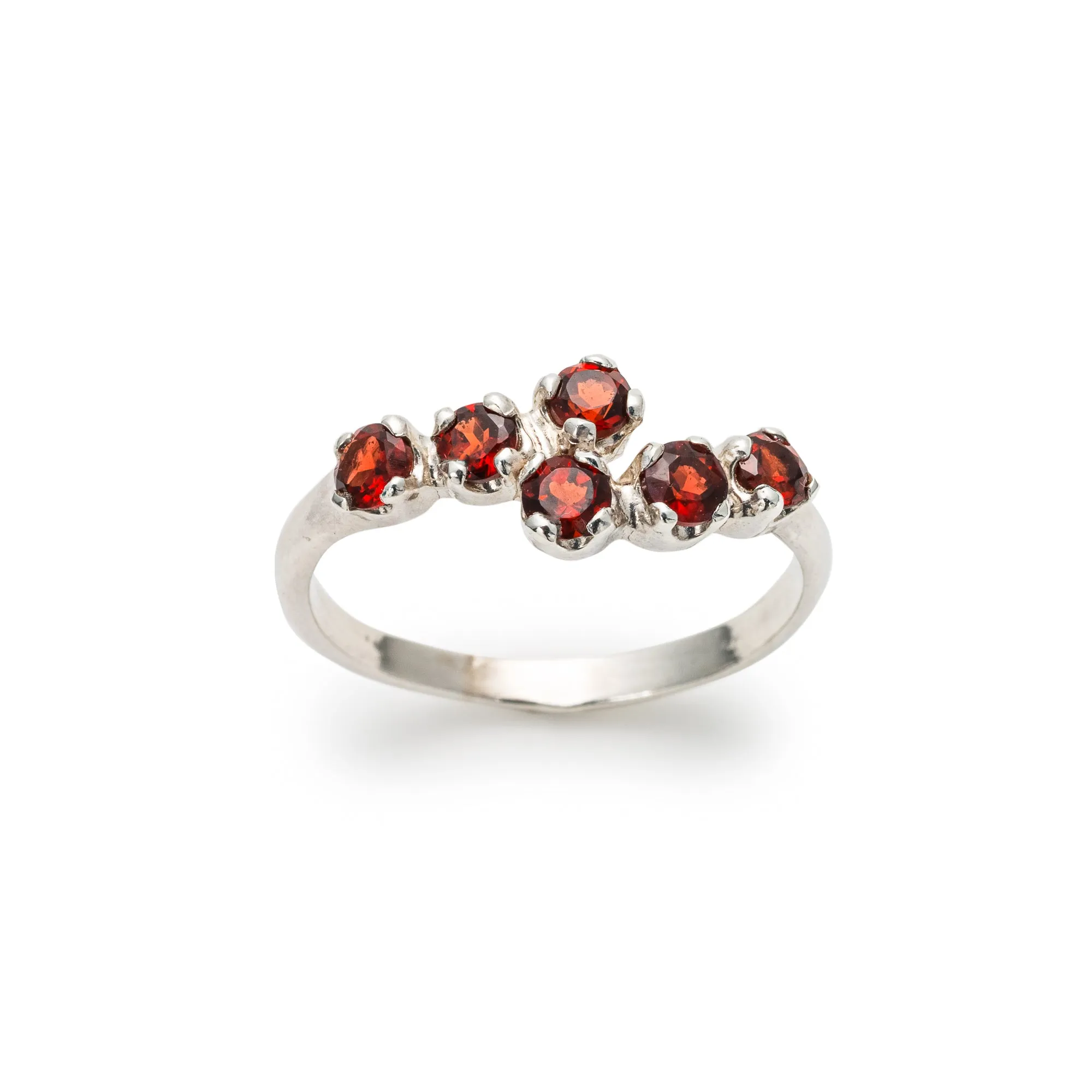 Natural Garnet Ring - Red Bypass Ring - January Birthstone Ring
