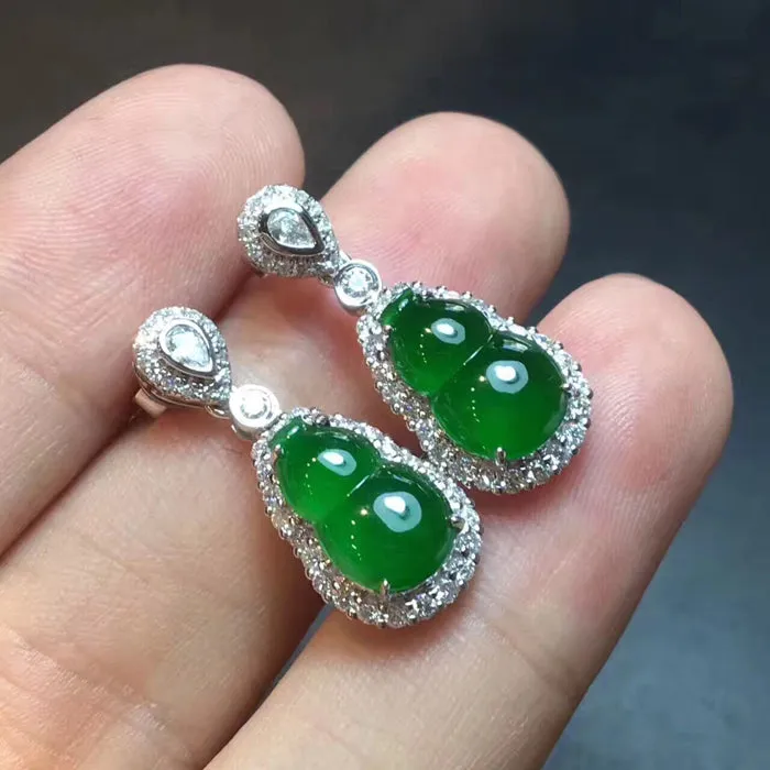 Natural Jade Earrings Jadeite Earrings NEG17