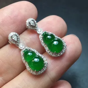 Natural Jade Earrings Jadeite Earrings NEG17