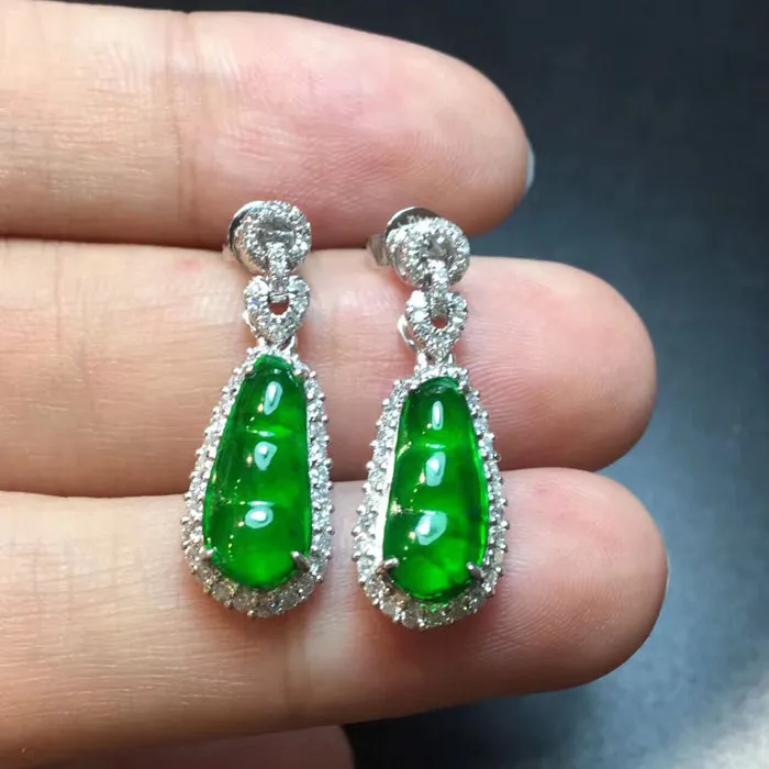 Natural Jade Earrings Jadeite Earrings NEG26