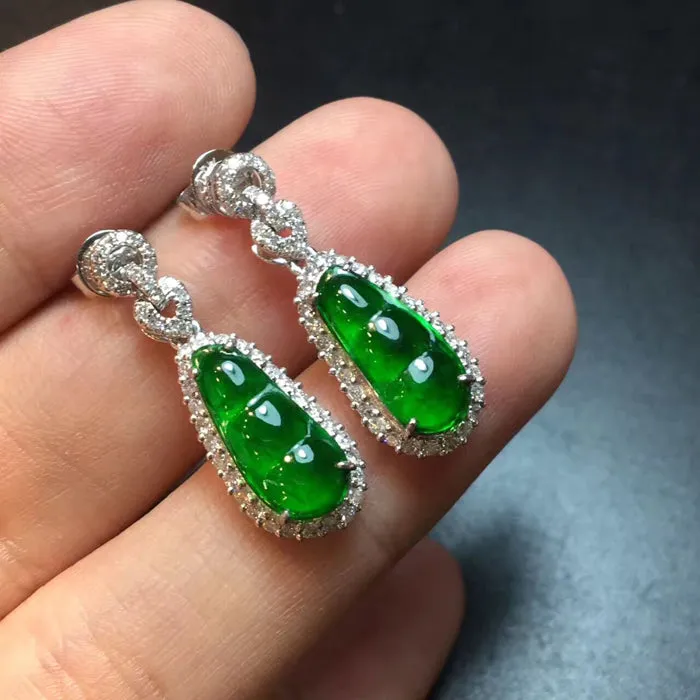 Natural Jade Earrings Jadeite Earrings NEG26