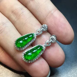 Natural Jade Earrings Jadeite Earrings NEG26