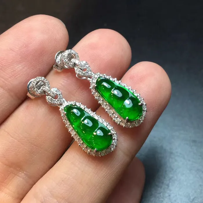 Natural Jade Earrings Jadeite Earrings NEG26
