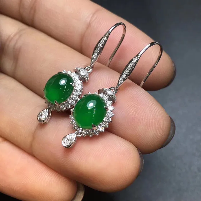 Natural Jade Earrings Jadeite Earrings NEG45