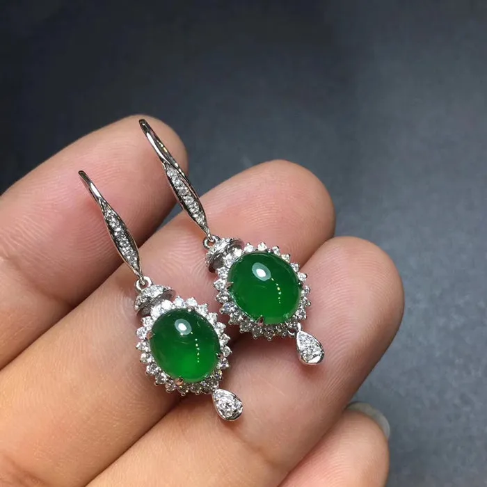Natural Jade Earrings Jadeite Earrings NEG45