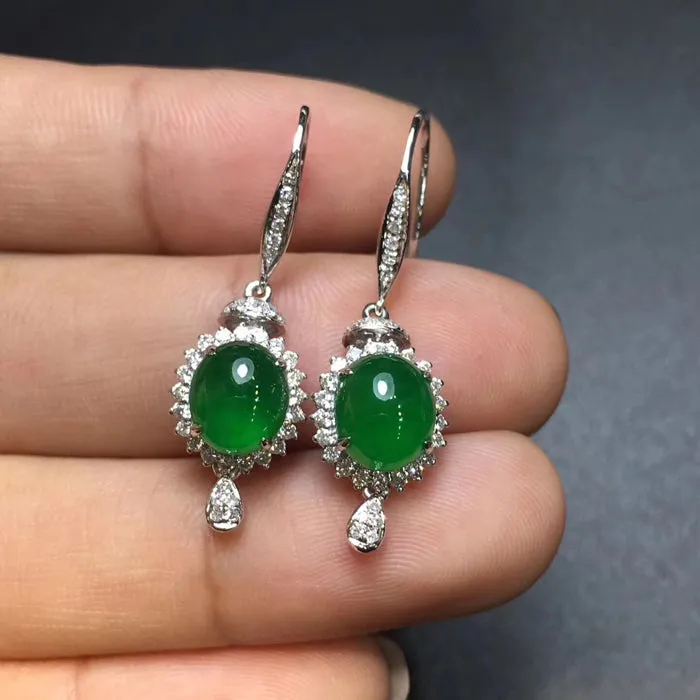 Natural Jade Earrings Jadeite Earrings NEG45