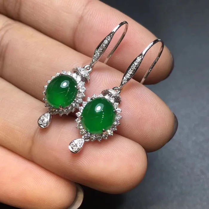 Natural Jade Earrings Jadeite Earrings NEG45