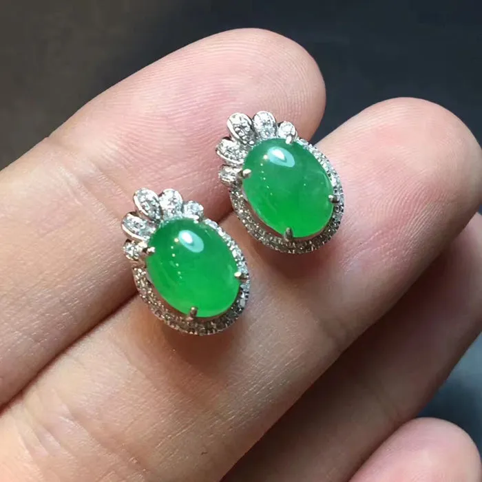 Natural Jade Earrings Jadeite Earrings NEG66