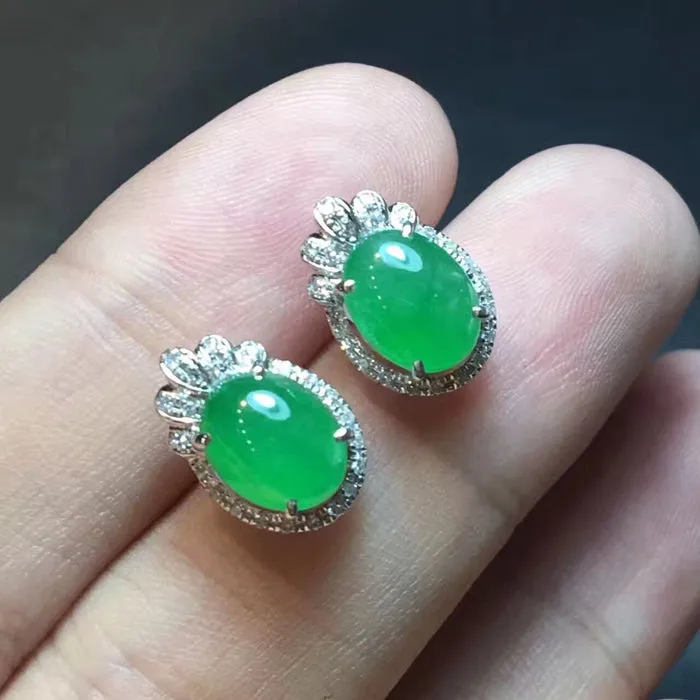 Natural Jade Earrings Jadeite Earrings NEG66