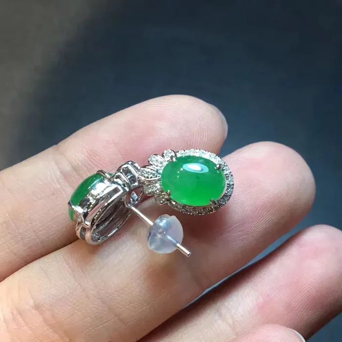 Natural Jade Earrings Jadeite Earrings NEG66