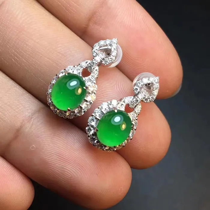 Natural Jade Earrings Jadeite Earrings NEG84