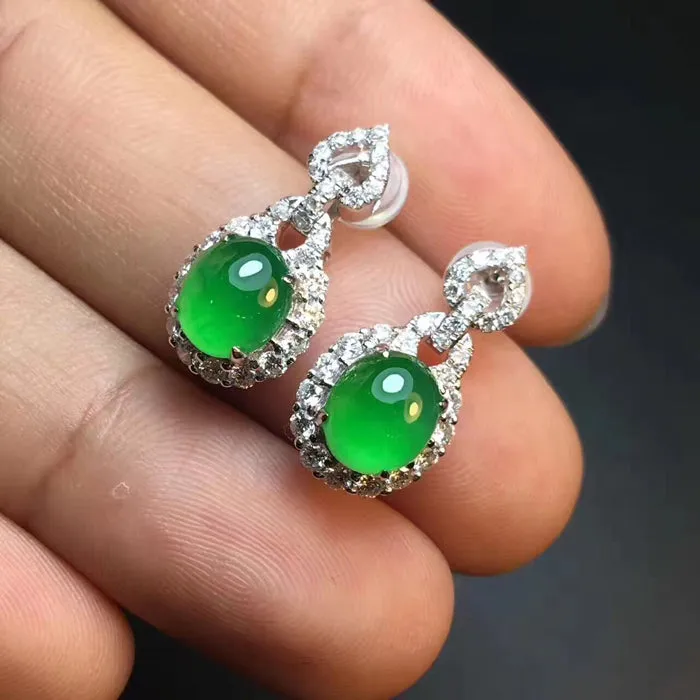 Natural Jade Earrings Jadeite Earrings NEG84