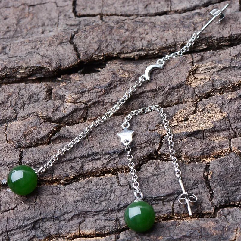 Natural Jade Earrings Nephrite Silver Earrings NE154