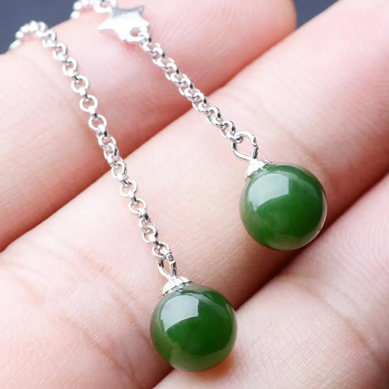 Natural Jade Earrings Nephrite Silver Earrings NE154