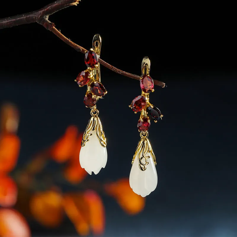 Natural Jade Earrings Nephrite Silver Earrings ZNE106