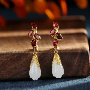 Natural Jade Earrings Nephrite Silver Earrings ZNE106