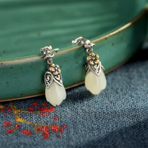 Natural Jade Earrings Nephrite Silver Earrings ZNE455