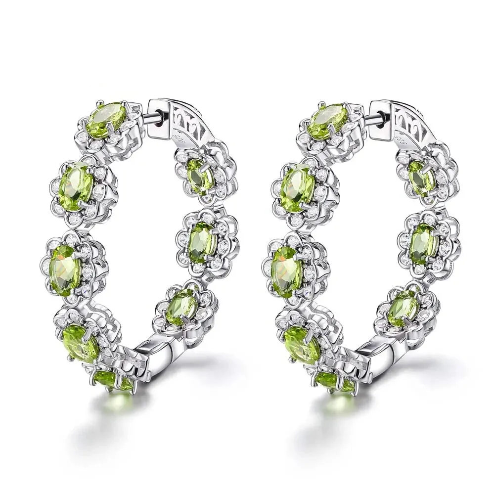 Natural Opal & Black Spinel Gemstone Hoop Earrings