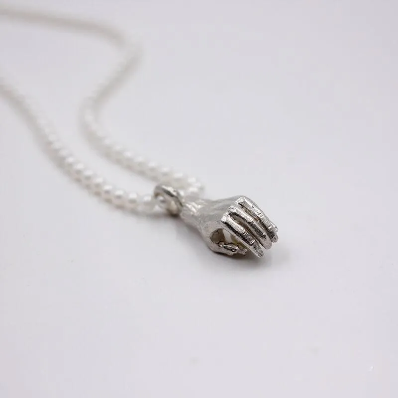 Natural Pearl Carved Skull Pearl Strand Necklace