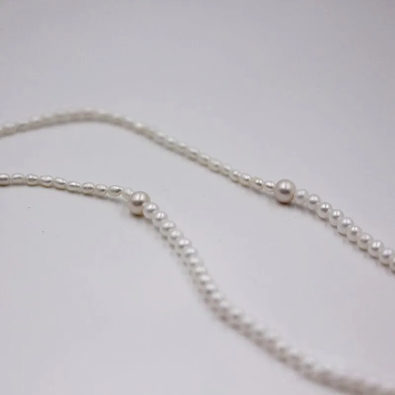 Natural Pearl Carved Skull Pearl Strand Necklace