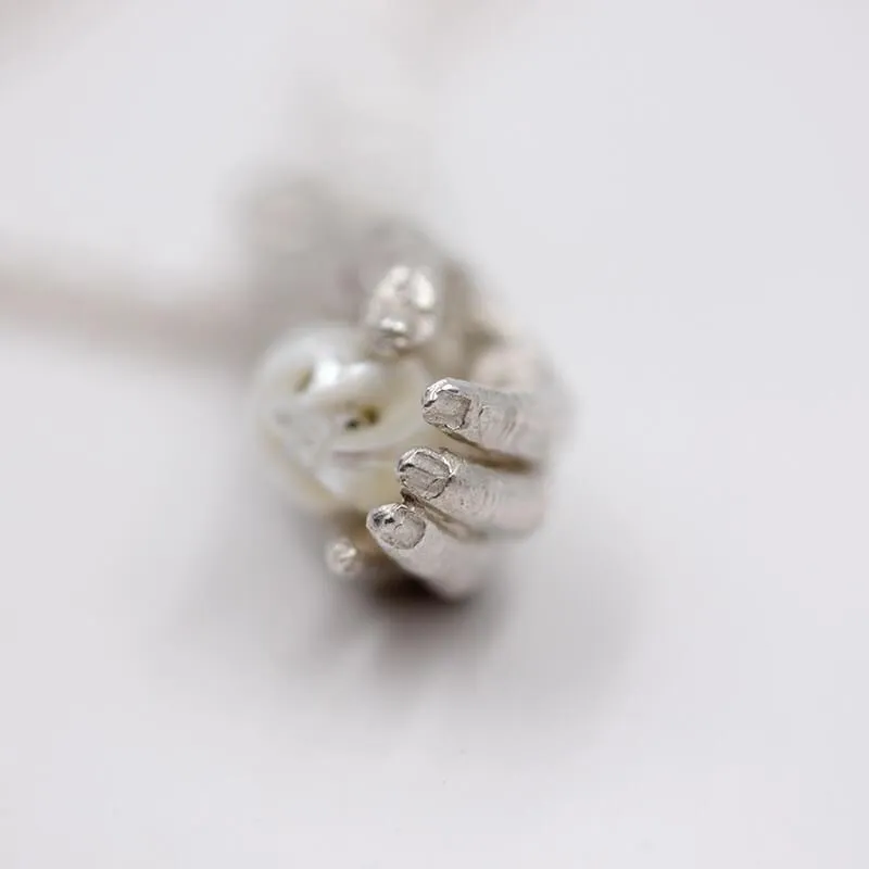 Natural Pearl Carved Skull Pearl Strand Necklace